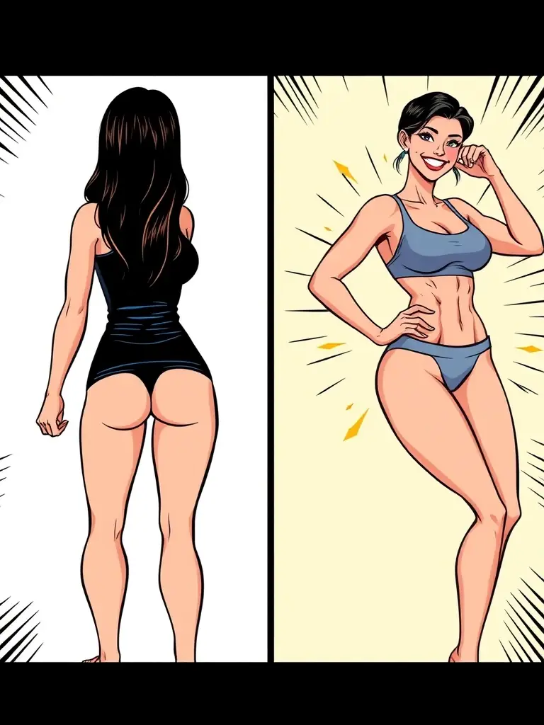 A before-and-after illustration showing the improvement in pelvic floor muscle strength and support after PelviForte treatments.