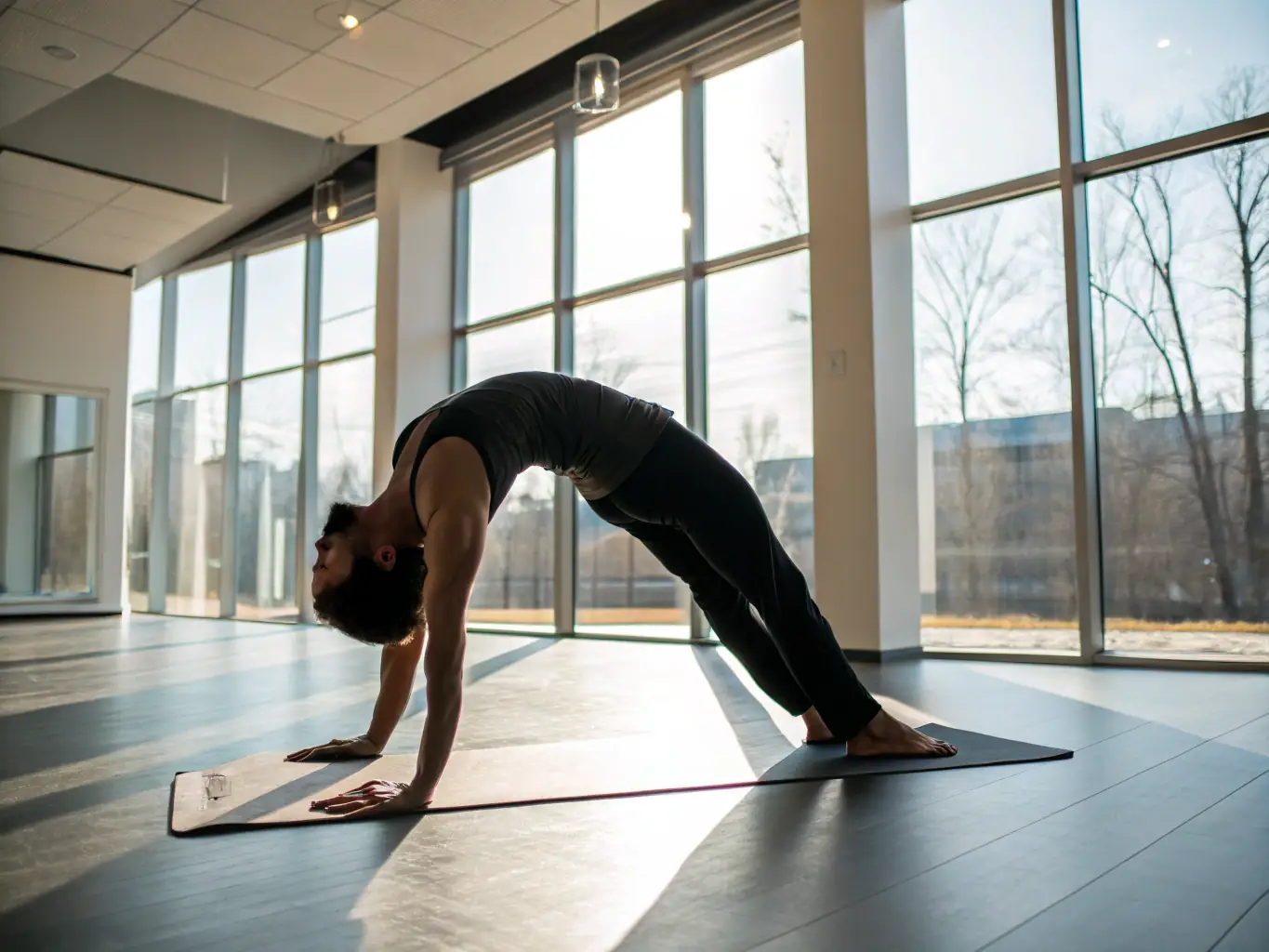 A person engaging in a low-impact exercise, such as yoga or Pilates, with a focus on core engagement and pelvic floor awareness, demonstrating the benefits of PelviForte treatments.