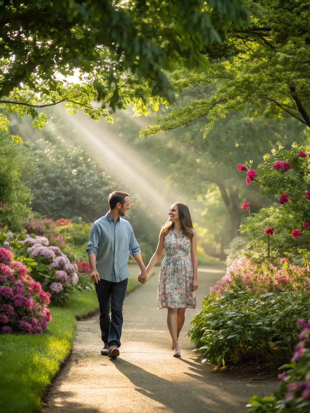 An image of a happy couple enjoying a walk, representing improved intimacy and pelvic health after PelviForte treatments.